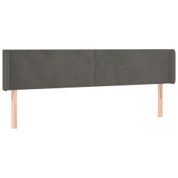 vidaXL Kopfteil mit Ohren Dunkelgrau 163x16x78/88 cm Samt
