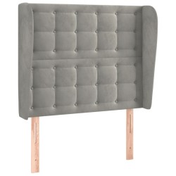 vidaXL Kopfteil mit Ohren Hellgrau 93x23x118/128 cm Samt