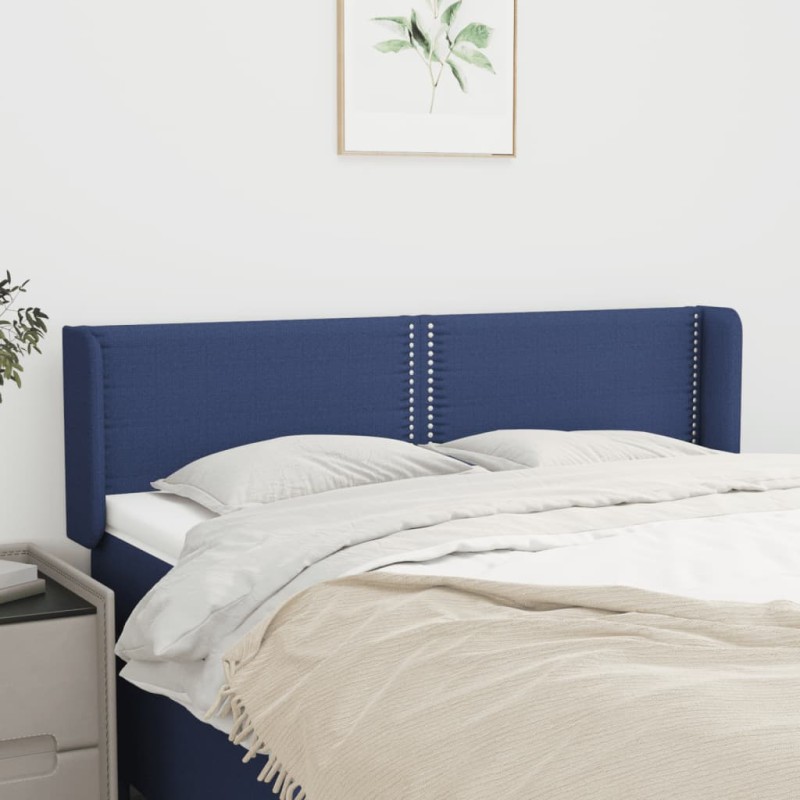 vidaXL Kopfteil mit Ohren Blau 147x16x78/88 cm Stoff vidaXL Kopfteil mit Ohren Blau 147x16x78/88 cm Stoff