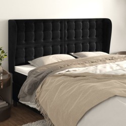 vidaXL Kopfteil mit Ohren Schwarz 203x23x118/128 cm Samt