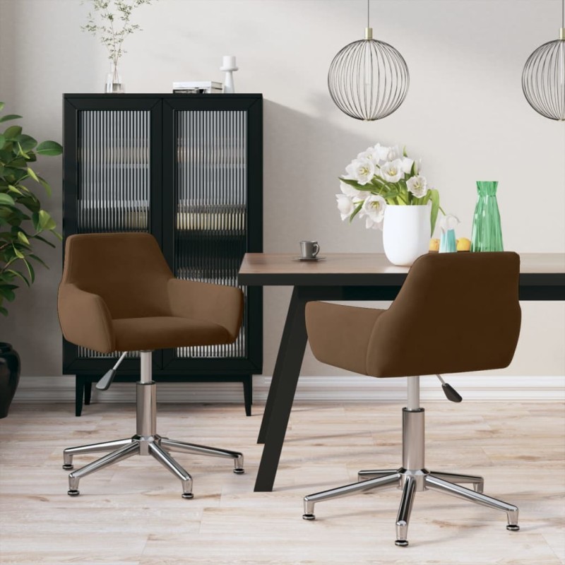 Esszimmerstühle 2 Stk. Drehbar Braun Samt Esszimmerstühle 2 Stk. Drehbar Braun Samt