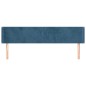 vidaXL Kopfteil mit Ohren Dunkelblau 203x16x78/88 cm Samt