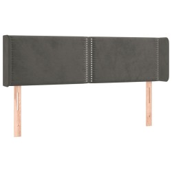 vidaXL Kopfteil mit Ohren Dunkelgrau 147x16x78/88 cm Samt
