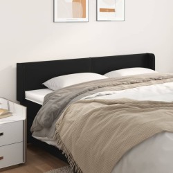 vidaXL Kopfteil mit Ohren Schwarz 203x16x78/88 cm Kunstleder