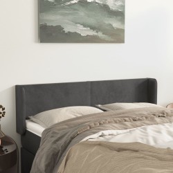 vidaXL Kopfteil mit Ohren Dunkelgrau 147x16x78/88 cm Samt