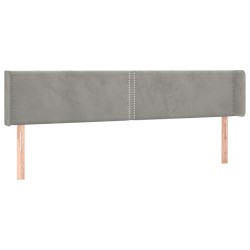 vidaXL Kopfteil mit Ohren Hellgrau 203x16x78/88 cm Samt