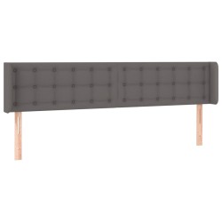 vidaXL Kopfteil mit Ohren Grau 203x16x78/88 cm Kunstleder