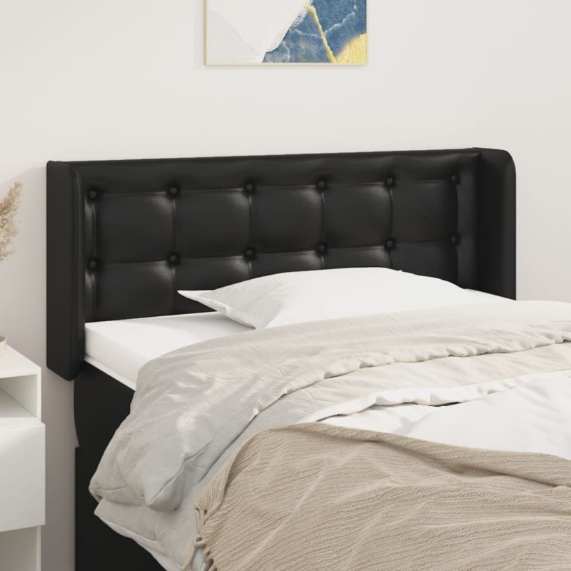 vidaXL Kopfteil mit Ohren Schwarz 103x16x78/88 cm Kunstleder vidaXL Kopfteil mit Ohren Schwarz 103x16x78/88 cm Kunstleder
