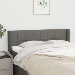 vidaXL Kopfteil mit Ohren Dunkelgrau 147x16x78/88 cm Stoff