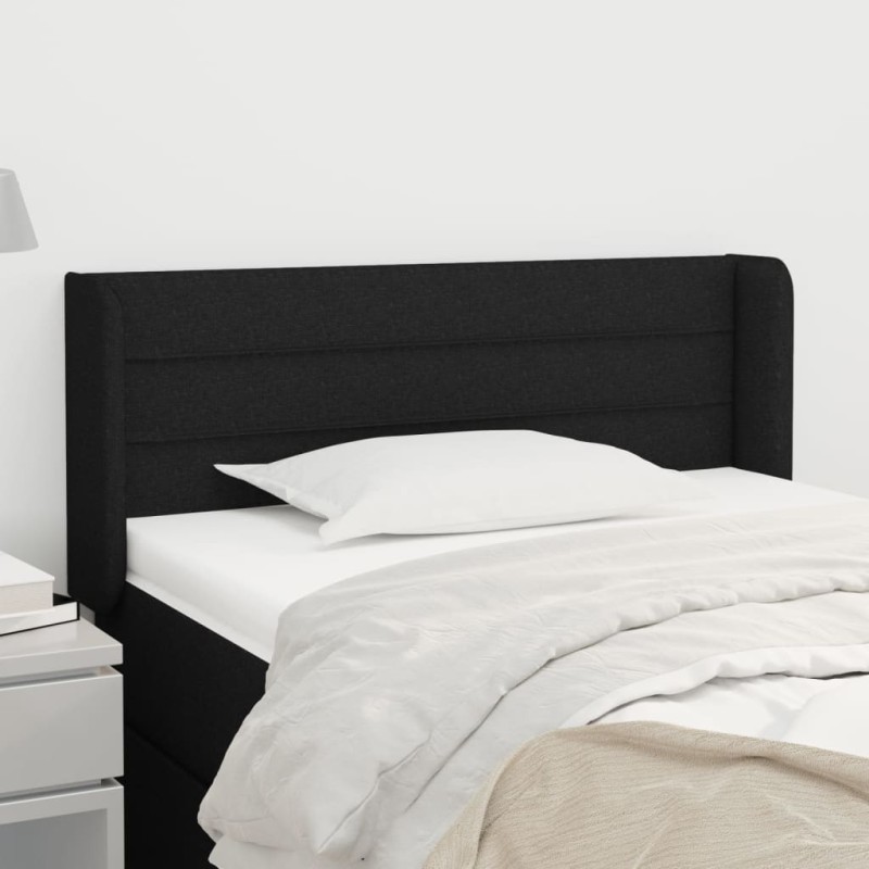 vidaXL Kopfteil mit Ohren Schwarz 83x16x78/88 cm Stoff vidaXL Kopfteil mit Ohren Schwarz 83x16x78/88 cm Stoff