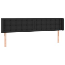 vidaXL Kopfteil mit Ohren Schwarz 203x16x78/88 cm Kunstleder
