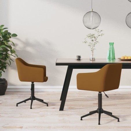 Esszimmerstühle 2 Stk. Drehbar Braun Samt