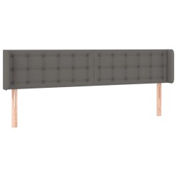 vidaXL Kopfteil mit Ohren Grau 183x16x78/88 cm Kunstleder