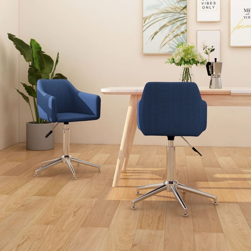 Esszimmerstühle 2 Stk. Drehbar Blau Stoff Esszimmerstühle 2 Stk. Drehbar Blau Stoff