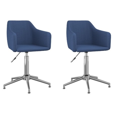 Esszimmerstühle 2 Stk. Drehbar Blau Stoff
