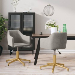 vidaXL Esszimmerstühle 2 Stk. Drehbar Hellgrau Samt