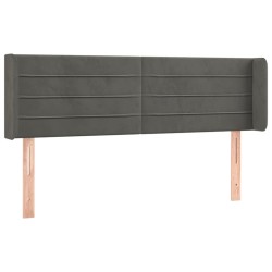 vidaXL Kopfteil mit Ohren Dunkelgrau 147x16x78/88 cm Samt