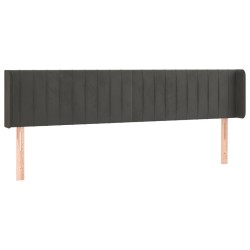 vidaXL Kopfteil mit Ohren Dunkelgrau 163x16x78/88 cm Samt