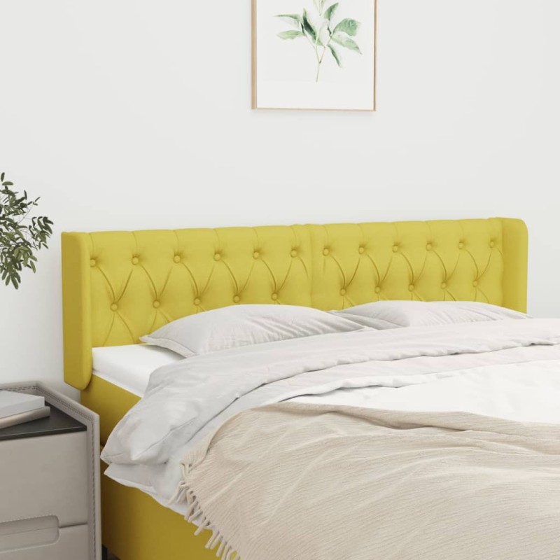 vidaXL Kopfteil mit Ohren Grün 163x16x78/88 cm Stoff vidaXL Kopfteil mit Ohren Grün 163x16x78/88 cm Stoff