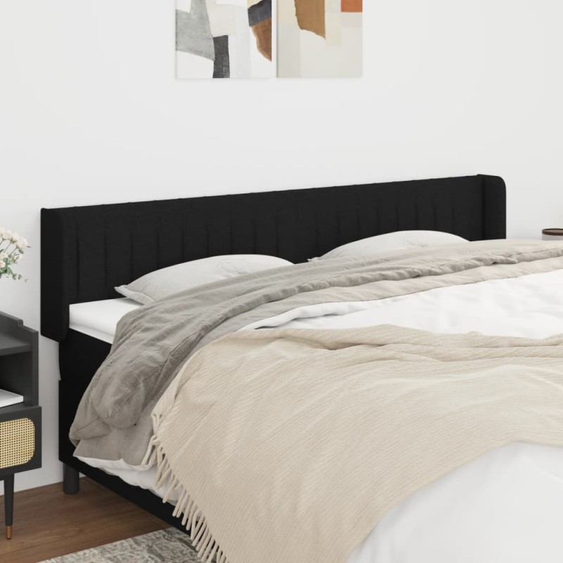 vidaXL Kopfteil mit Ohren Schwarz 183x16x78/88 cm Stoff vidaXL Kopfteil mit Ohren Schwarz 183x16x78/88 cm Stoff