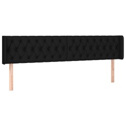 vidaXL Kopfteil mit Ohren Schwarz 183x16x78/88 cm Stoff