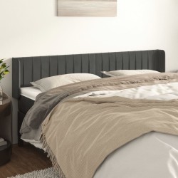 vidaXL Kopfteil mit Ohren Dunkelgrau 203x16x78/88 cm Samt