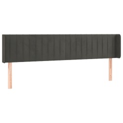 vidaXL Kopfteil mit Ohren Dunkelgrau 203x16x78/88 cm Samt