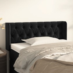 vidaXL Kopfteil mit Ohren Schwarz 93x16x78/88 cm Samt