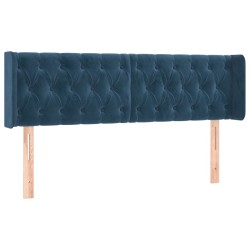 vidaXL Kopfteil mit Ohren Dunkelblau 163x16x78/88 cm Samt