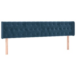 vidaXL Kopfteil mit Ohren Dunkelblau 203x16x78/88 cm Samt