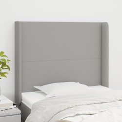 vidaXL Kopfteil mit Ohren Hellgrau 93x16x118/128 cm Stoff