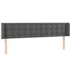 vidaXL Kopfteil mit Ohren Dunkelgrau 163x16x78/88 cm Samt