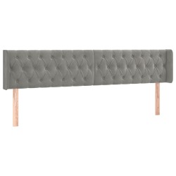 vidaXL Kopfteil mit Ohren Hellgrau 203x16x78/88 cm Samt