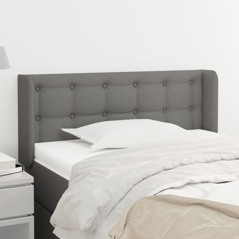 vidaXL Kopfteil mit Ohren Dunkelgrau 93x16x78/88 cm Stoff