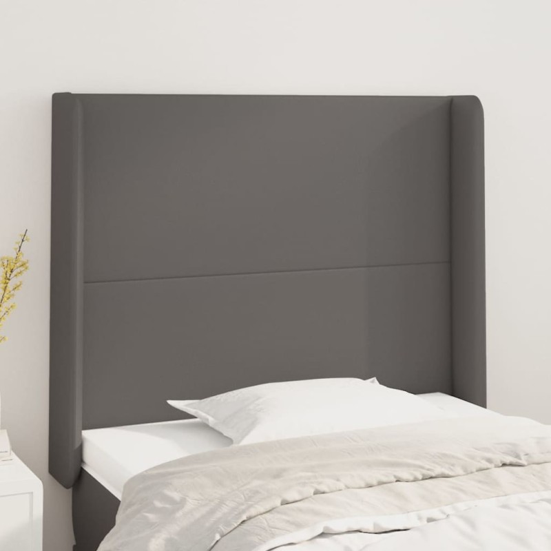 vidaXL Kopfteil mit Ohren Grau 83x16x118/128 cm Kunstleder vidaXL Kopfteil mit Ohren Grau 83x16x118/128 cm Kunstleder