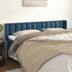 vidaXL Kopfteil mit Ohren Dunkelblau 203x16x78/88 cm Samt