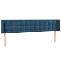 vidaXL Kopfteil mit Ohren Dunkelblau 203x16x78/88 cm Samt