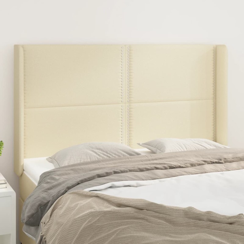 vidaXL Kopfteil mit Ohren Creme 147x16x118/128 cm Kunstleder
