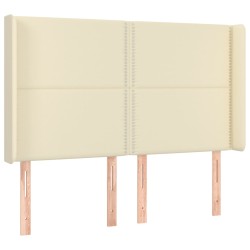 vidaXL Kopfteil mit Ohren Creme 147x16x118/128 cm Kunstleder