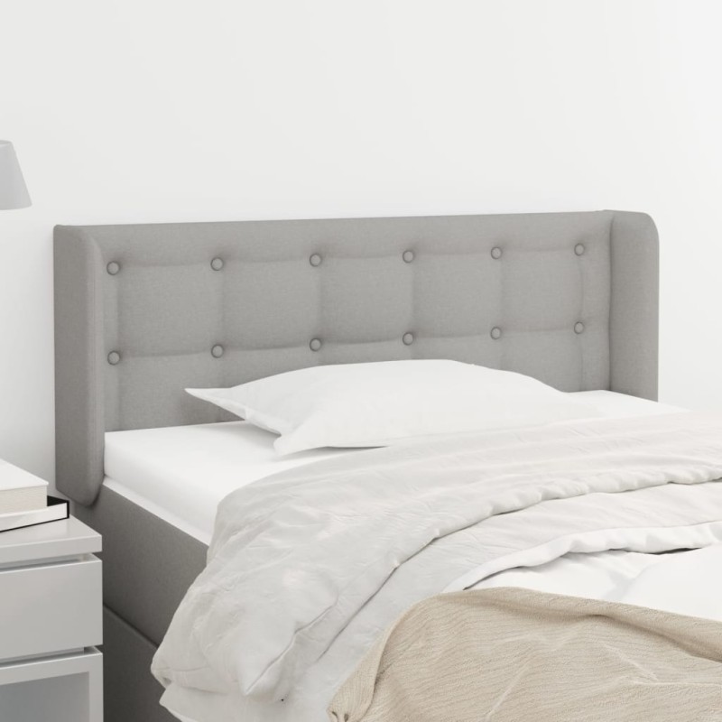 vidaXL Kopfteil mit Ohren Hellgrau 93x16x78/88 cm Stoff