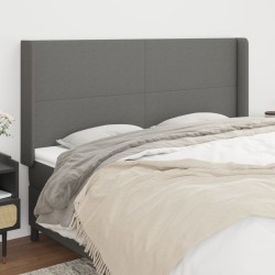 vidaXL Kopfteil mit Ohren Dunkelgrau 163x16x118/128 cm Stoff