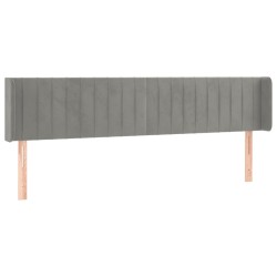 vidaXL Kopfteil mit Ohren Hellgrau 183x16x78/88 cm Samt