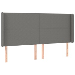 vidaXL Kopfteil mit Ohren Dunkelgrau 203x16x118/128 cm Stoff