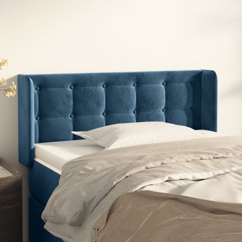 vidaXL Kopfteil mit Ohren Dunkelblau 103x16x78/88 cm Samt vidaXL Kopfteil mit Ohren Dunkelblau 103x16x78/88 cm Samt