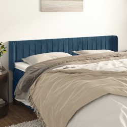 vidaXL Kopfteil mit Ohren Dunkelblau 203x16x78/88 cm Samt