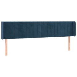 vidaXL Kopfteil mit Ohren Dunkelblau 203x16x78/88 cm Samt