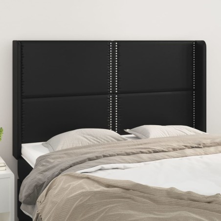 vidaXL Kopfteil mit Ohren Schwarz 147x16x118/128 cm Kunstleder