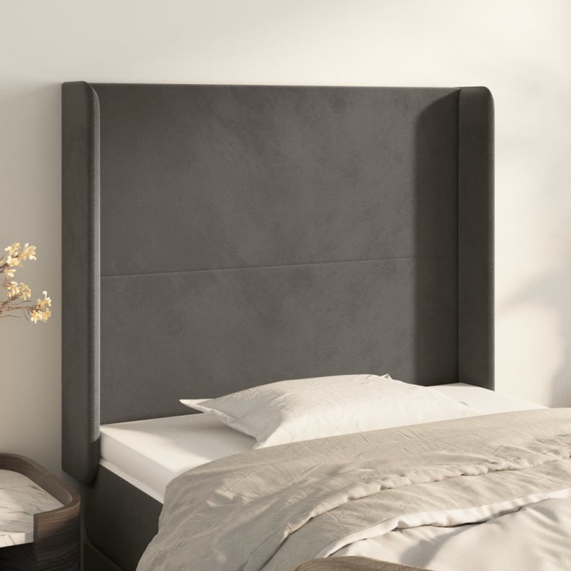 vidaXL Kopfteil mit Ohren Dunkelgrau 93x16x118/128 cm Samt vidaXL Kopfteil mit Ohren Dunkelgrau 93x16x118/128 cm Samt