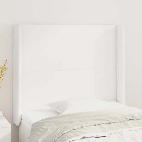 vidaXL Kopfteil mit Ohren Weiß 103x16x118/128 cm Kunstleder