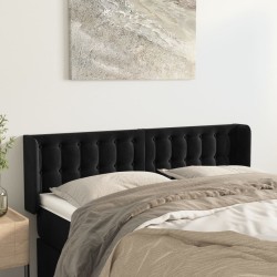 vidaXL Kopfteil mit Ohren Schwarz 147x16x78/88 cm Samt